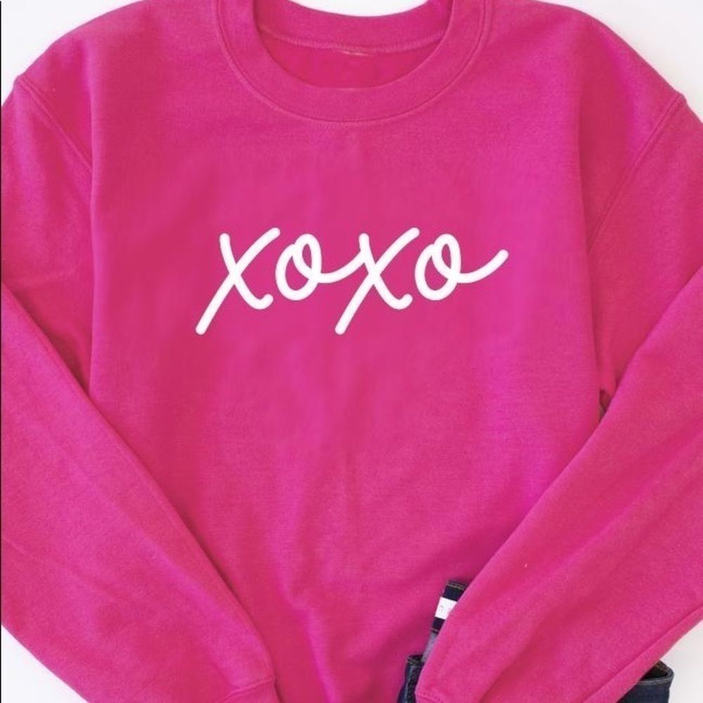 XOXO Script Graphic Sweatshirt - Hot Pink